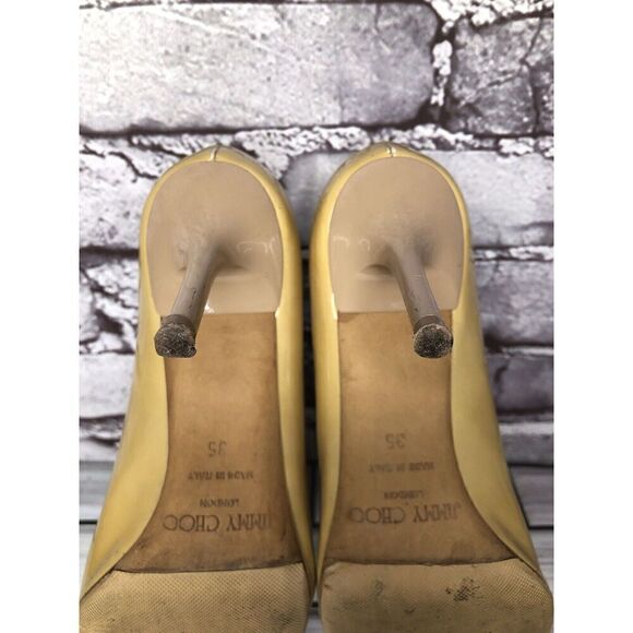 JIMMY CHOO London Yellow Patent Leather Kitten Pumps Heels Women’s Sz 35EU/5M US - Picture 15 of 16